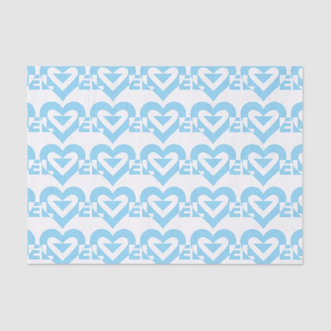Papier Mousseline Graphique d'amour cool, Bleu (Recto)