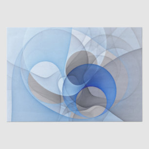 Papier Mousseline Graphique d'art fractal gris bleu Abstrait moderne