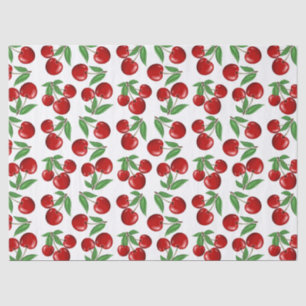 Papier Mousseline Graphique de cerises rouges sur tout le Motif