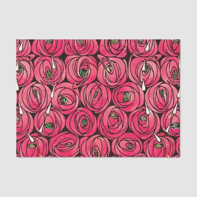 Papier Mousseline Graphique rose Art Nouveau Rennie Macintosh (Recto)