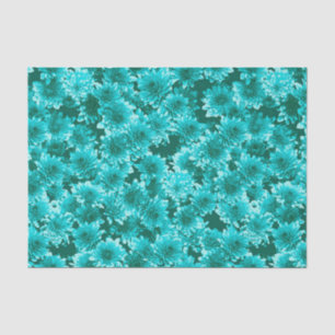 Papier Mousseline Graphisme moderne Dahlia Motif, Turquoise et Aqua