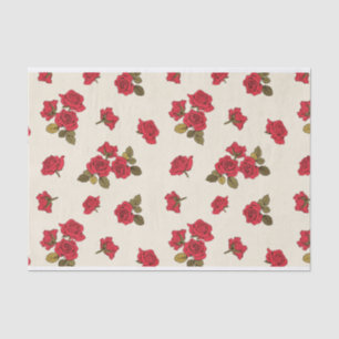 Papier Mousseline Grappes de roses rouges Motif illustré