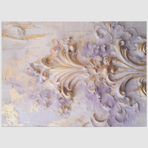 Papier Mousseline Gras baroque vintage ornement feuille d'or violet