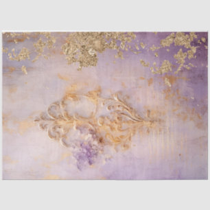 Papier Mousseline Gras baroque vintage ornement feuille d'or violet