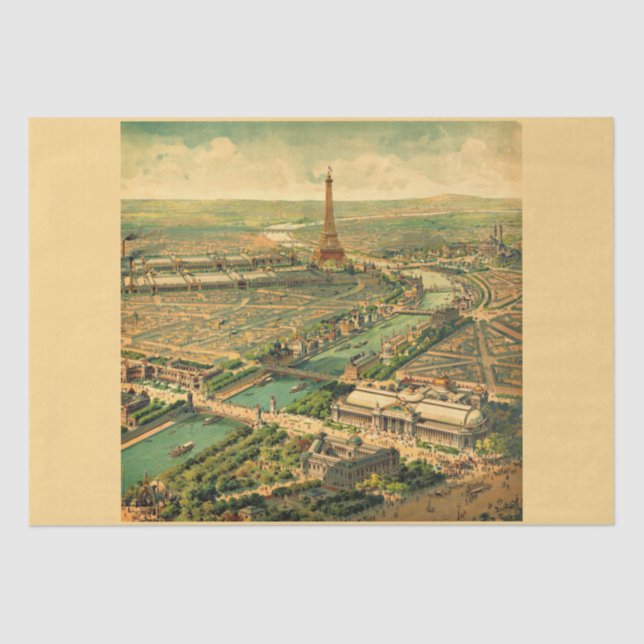 Papier Mousseline Gravure ancienne vintage de Paris (Recto)