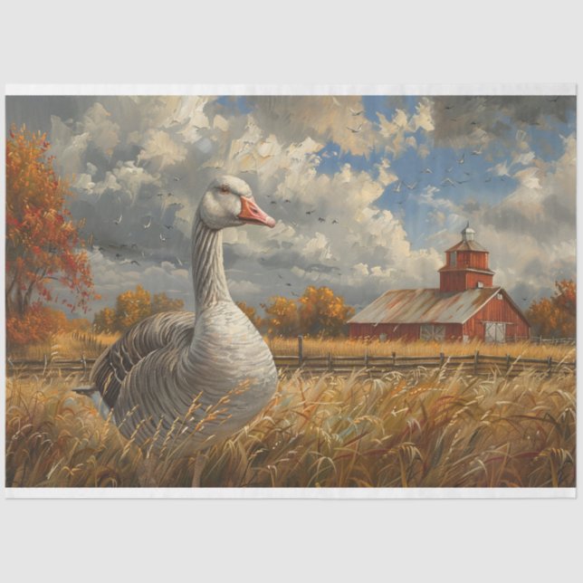 Papier Mousseline Gray Goose Farmhouse Découpage d'artisanat (Recto)