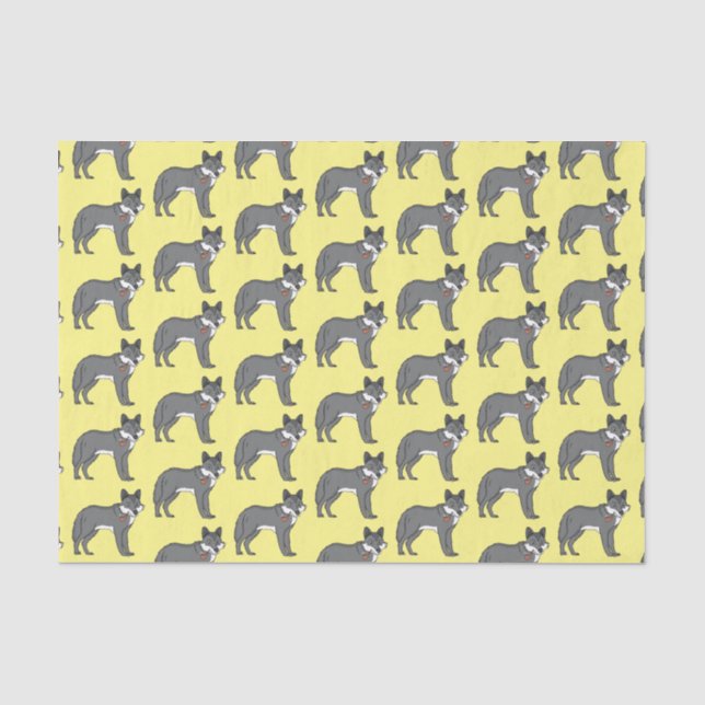 Papier Mousseline Gray wolf with pipe cartoon (Recto)