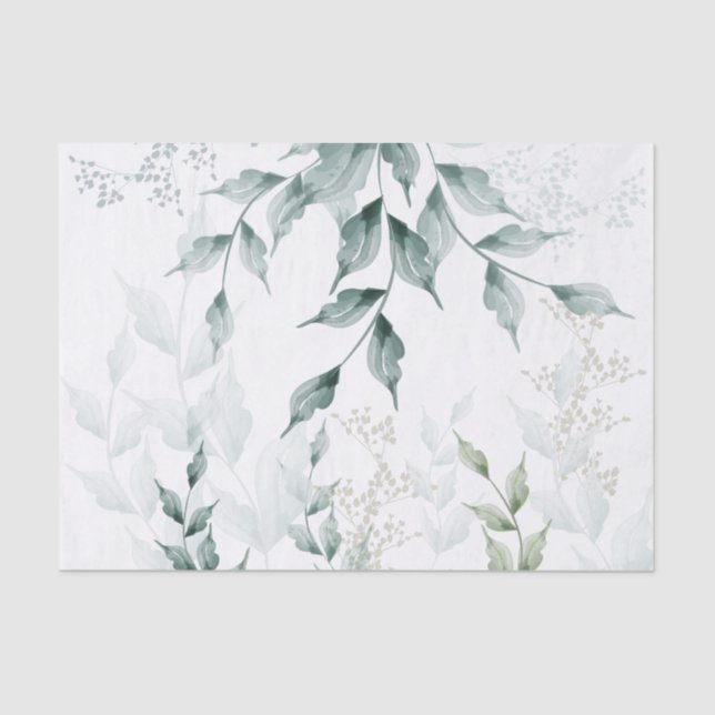 Papier Mousseline | Grayed Jade Green Botanical (Recto)