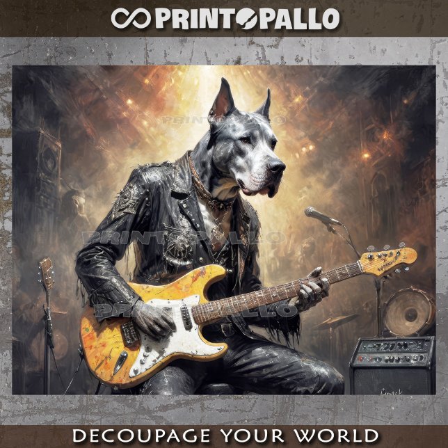 Papier Mousseline Great Dane chien jouant de la guitare électrique (Créateur téléchargé)