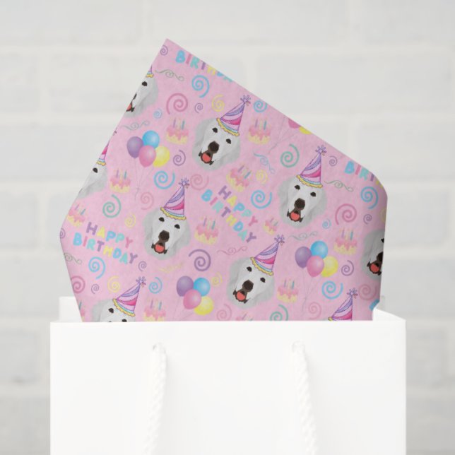 Papier Mousseline Great Pyrenees Tissue Paper in Pink (Sac cadeau)