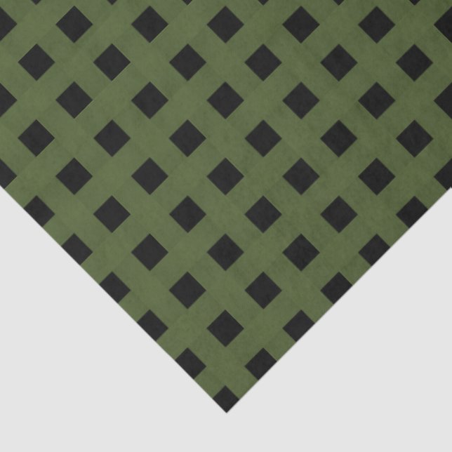 Papier Mousseline Green Black Weave Pattern (Détail)