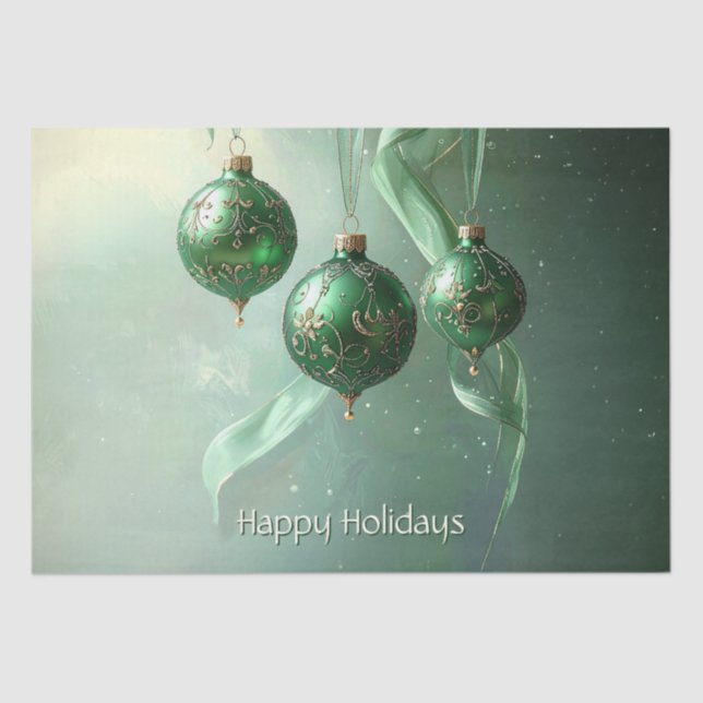 Papier Mousseline Green Christmas Ball Holiday (Recto)