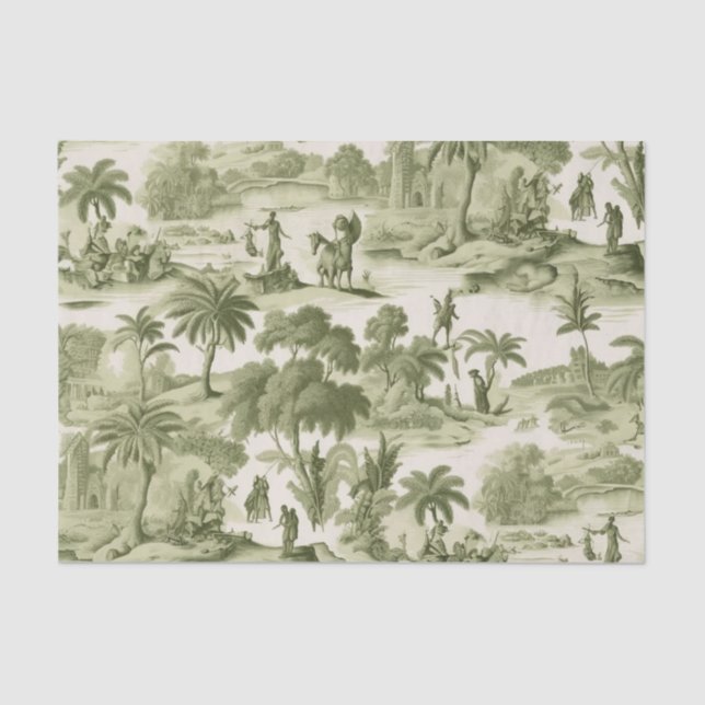 Papier Mousseline Green Countryside Hot Air Balloon Toile (10) (Recto)