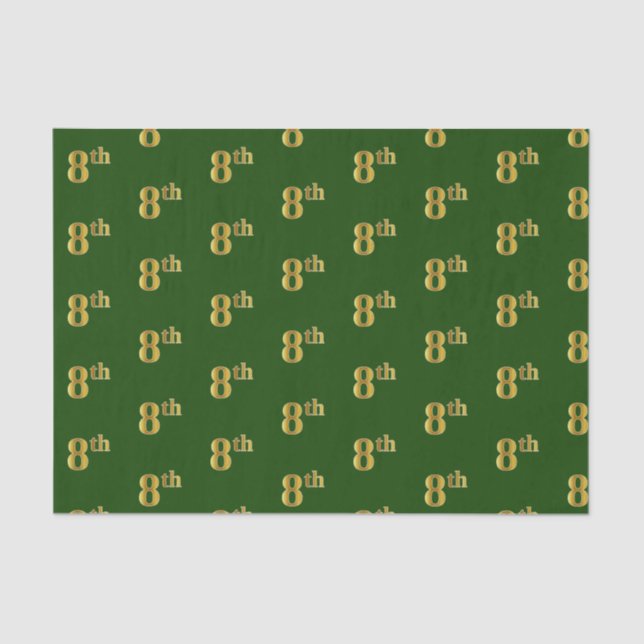 Papier Mousseline Green, Faux Gold 8th (Huitième) Event Tissue Paper (Recto)