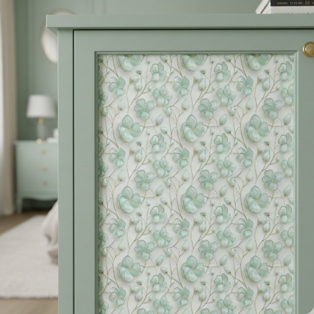 Papier Mousseline Green Floral Decoupage Tissue Paper (romantic green floral jewel decoupage tissue paper)