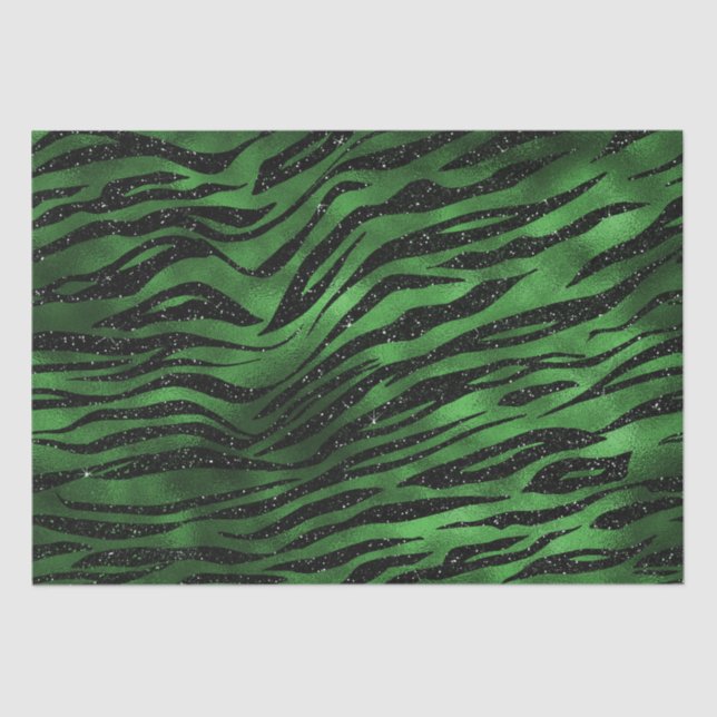 Papier Mousseline Green Glitter Glam Tiger Stripes Pattern (Recto)