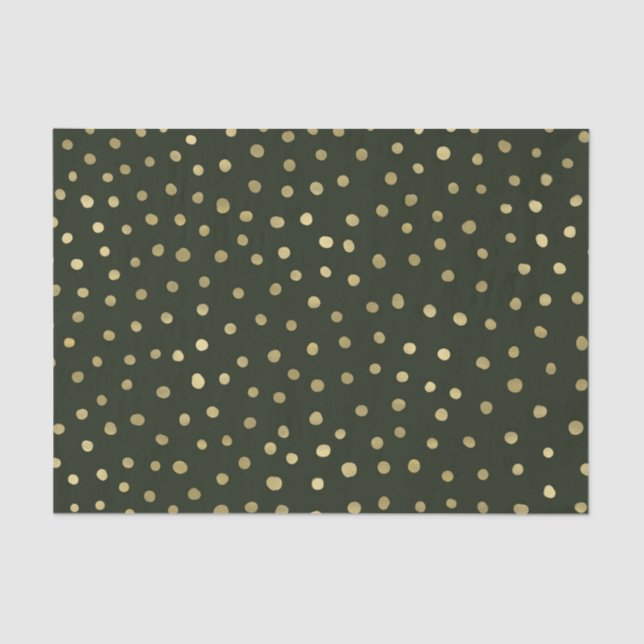 Papier Mousseline Green & Gold Snow Holiday Festive (Recto)