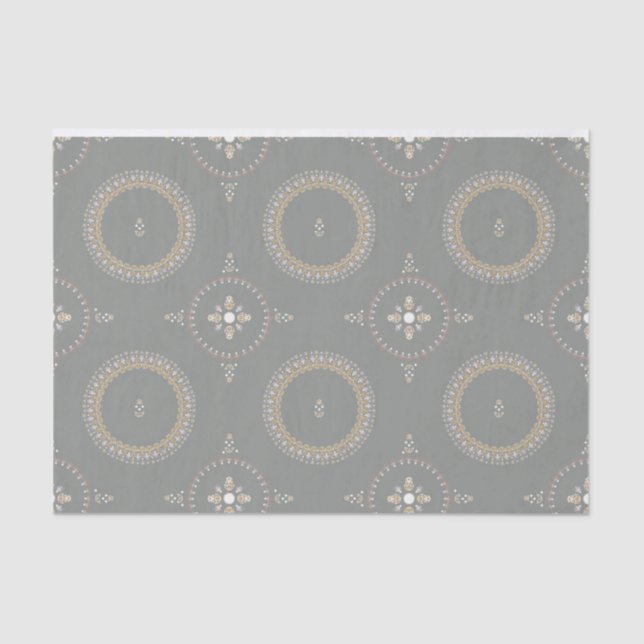 Papier Mousseline Green Grey Elegant Ornemental Floral (Recto)