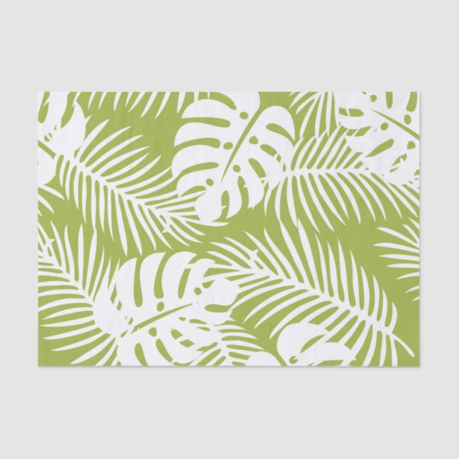 Papier Mousseline Green Palm Feuille Rainforest Motif (Recto)