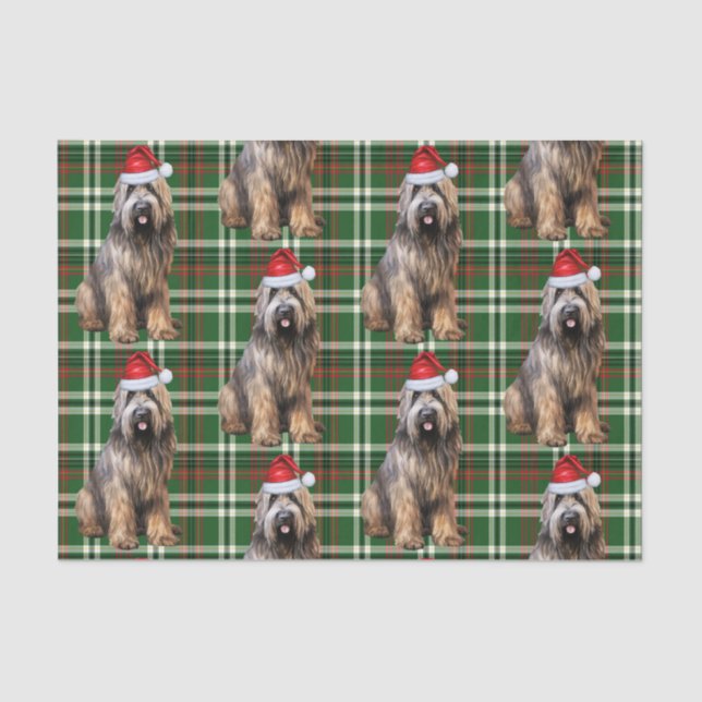 Papier Mousseline Green Plaid Briard Shepherd Amoureux des chiens Ho (Recto)