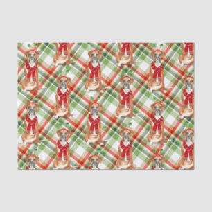 Papier Mousseline Green Plaid et Noël Boxer Amoureux des chiens Holi