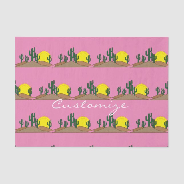 Papier Mousseline Green Saguaro Cactus Desert Sunrise Thunder_Cove (Recto)