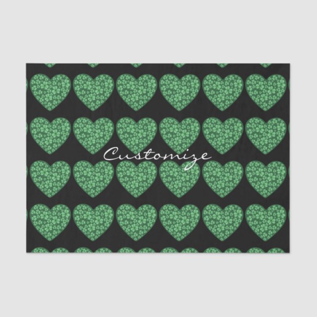 Papier Mousseline Green Shamrock Heart St Patrick's Day (Recto)