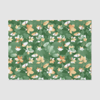 PAPIER MOUSSELINE GREEN TAN BROWN AUTUMN FALL LEAVES