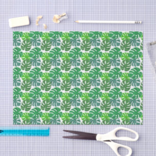 Papier Mousseline Green Tropical Botanical Monstera Feuille Motif
