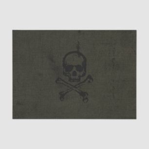 Papier Mousseline Green vintage Grunge Skull Crossbones Halloween