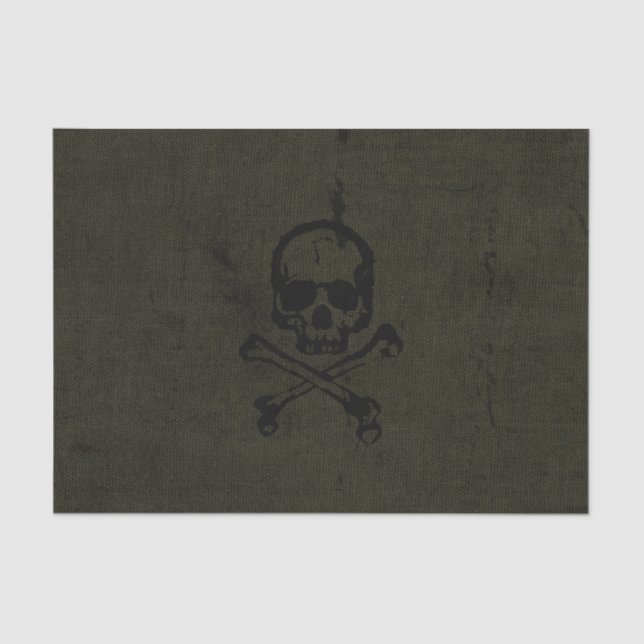Papier Mousseline Green vintage Grunge Skull Crossbones Halloween (Recto)