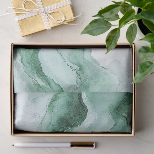 Papier Mousseline Green Wave Abstract Birthday (Cadeau)