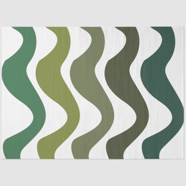 Papier Mousseline Green Wavy Stripes (Recto)