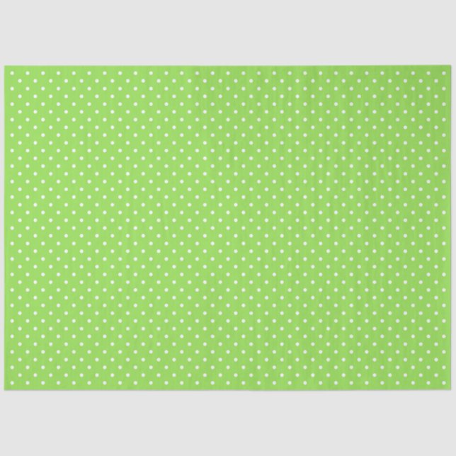 Papier Mousseline Green With White Polka Dots (Recto)