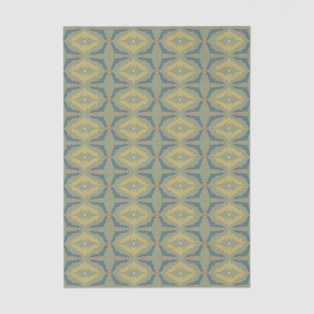 Papier Mousseline Greenish Retro Vintage Pattern (Recto)