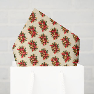 Papier Mousseline Grelots de Noël Rouge Ruban Festif