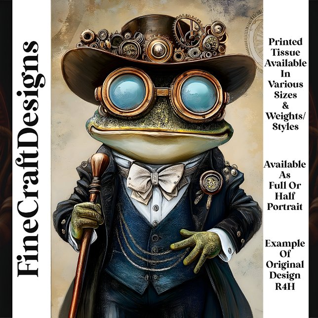 Papier Mousseline Grenouille anthropomorphe chic steampunk découpage (Créateur téléchargé)