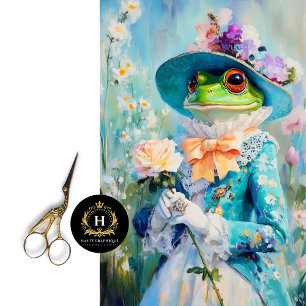 Papier Mousseline Grenouille Fantaisiste avec Chapeau Floral en Déco