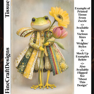 Papier Mousseline Grenouille fantaisiste avec fleurs printanières dé