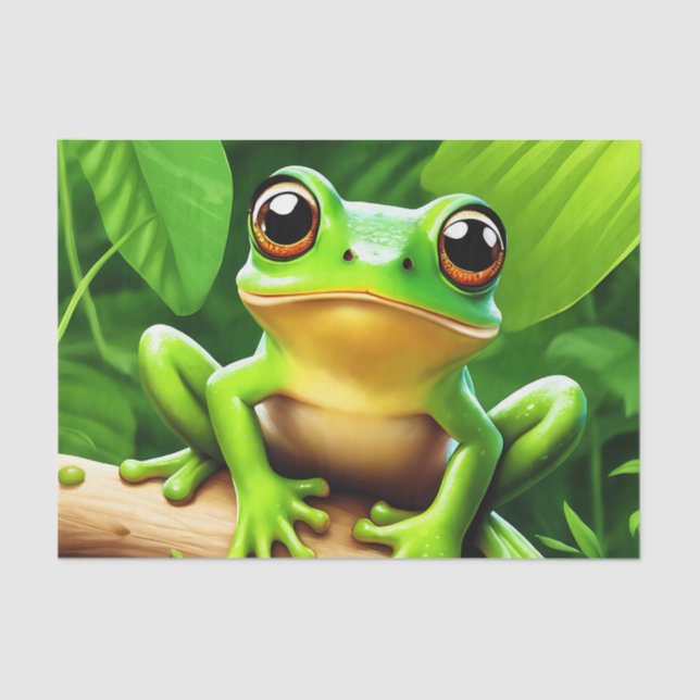 Papier Mousseline Grenouille sur branche Nature Art (Recto)