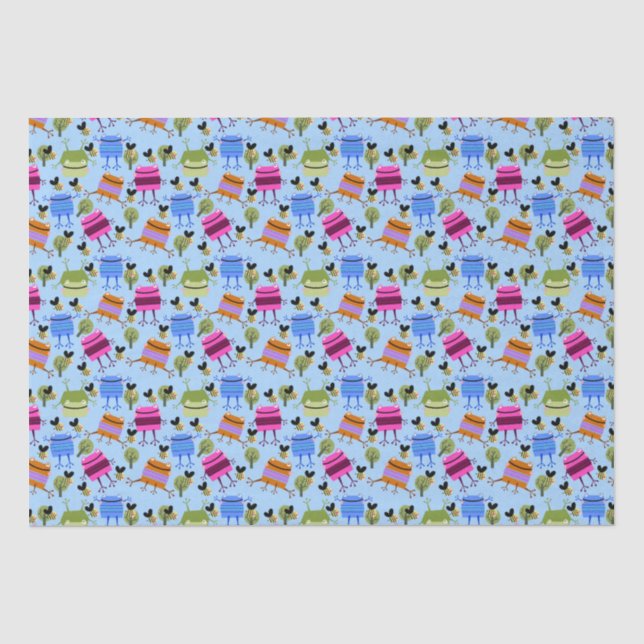 Papier Mousseline Grenouilles colorées et bourdons (Recto)