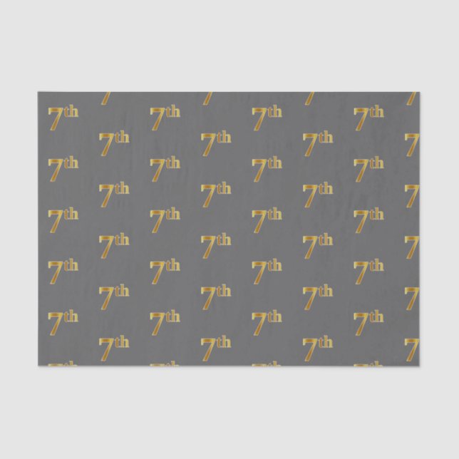 Papier Mousseline Grey, Faux Gold 7th (Septième) Event Tissue Paper (Recto)