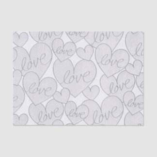 Papier Mousseline Grey Heart Love Wedding Élégant