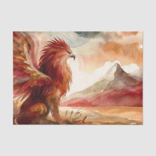 Papier Mousseline Griffin Avec Paysage Montagneux Aquarelle Art