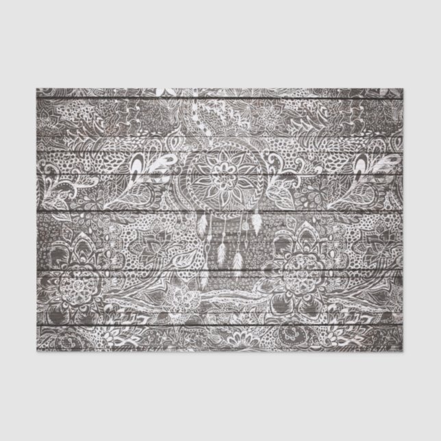 Papier Mousseline Griffonnages floraux de dreamcatcher rustique (Recto)