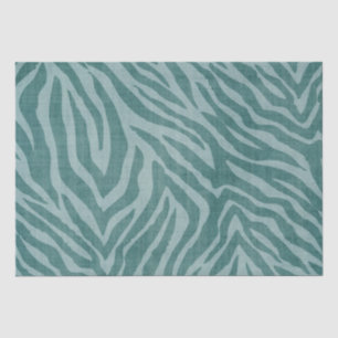 Papier Mousseline Grille Turquoise vert Zèbre Impression