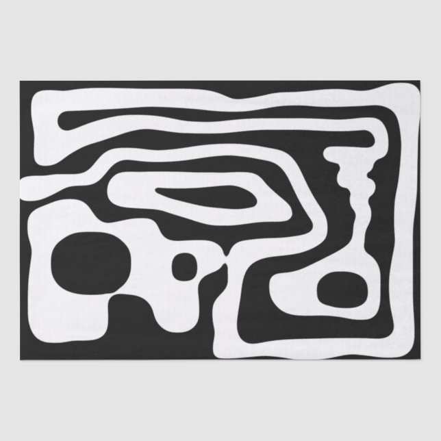 Papier Mousseline Grip Vise : Noir et Blanc Abstrait (Recto)
