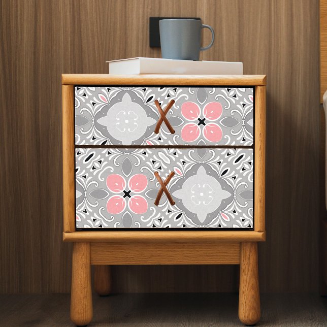 Papier Mousseline Gris Clair Et Rose Intricé Élégant Ornat (Créateur téléchargé)