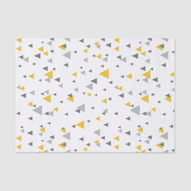 Papier Mousseline Gris et triangles aléatoires jaunes Motif moderne (Recto)