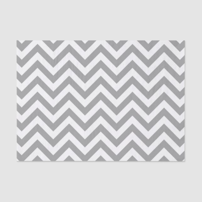 Papier Mousseline Gris foncé Blanc Grand Motif Chevron ZigZag (Recto)